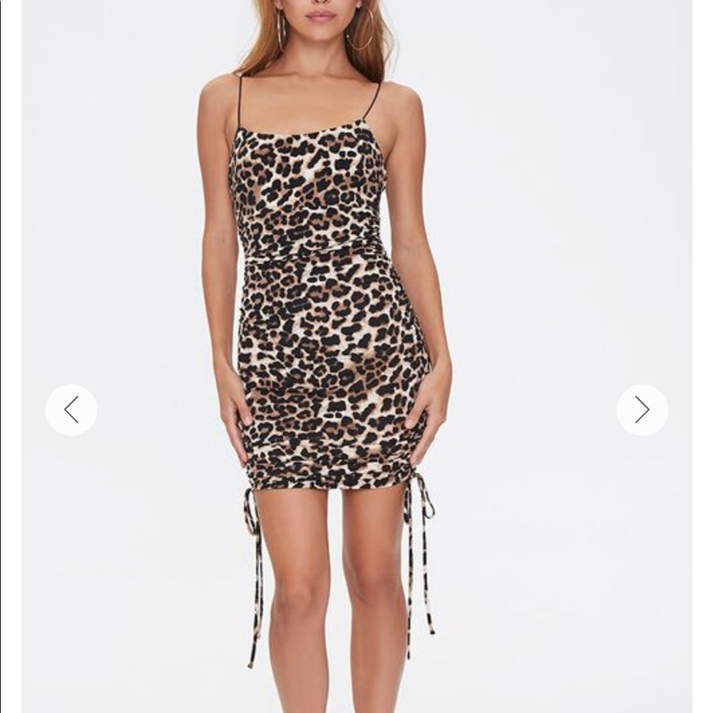 Forever21 ruched cheetah print dress